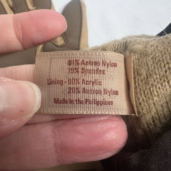 VTG Lot 5 Pair Gloves Isotoner by Aris Nylon Spandex Acrylic Brown Tan Knit - Picture 4 of 10